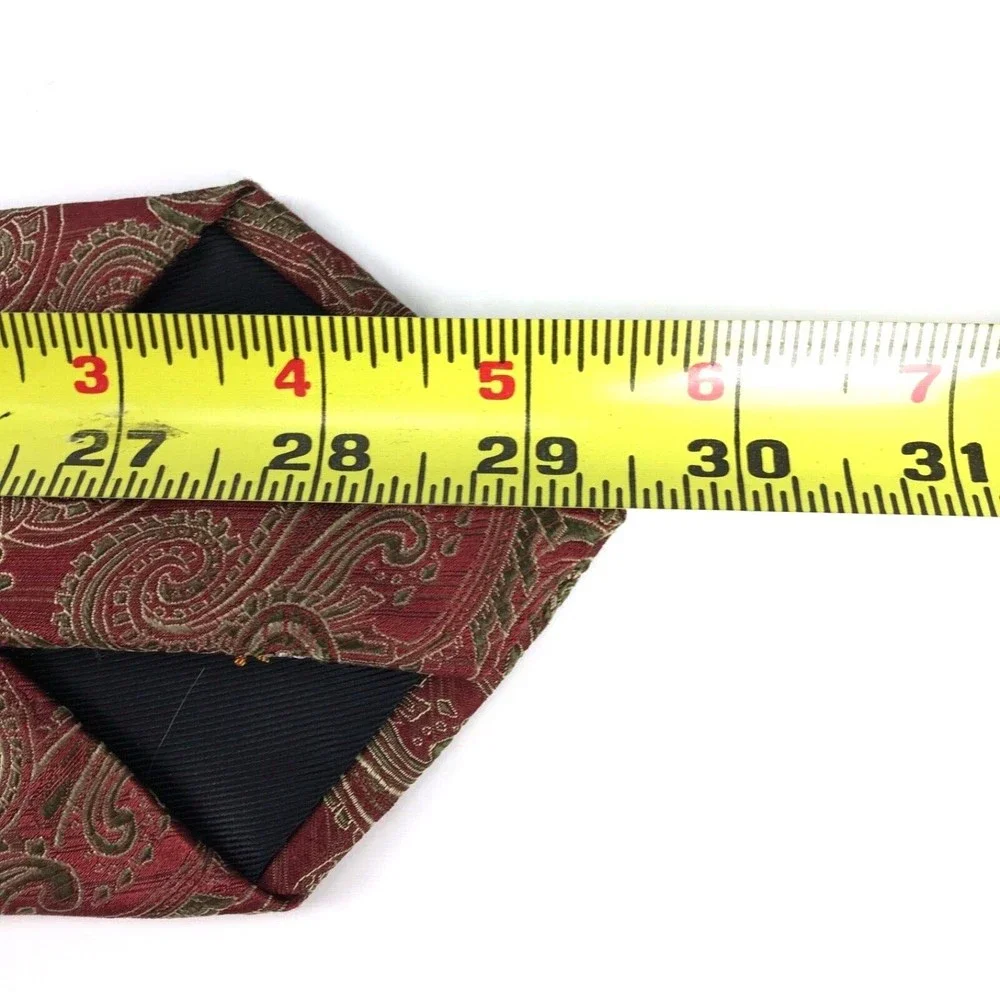 PEACOCK Tie Handmade Pure Silk Red Green White Paisley Elegant Men's Necktie